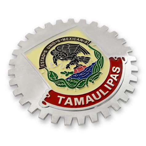 Chrome Car Truck Suv Grill Badge Tamaulipas Mexico Metal Emblem Flag