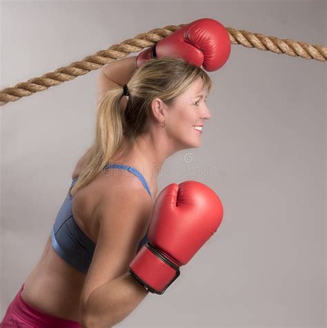 Woman Boxer With Red Boxing Gloves Stock Photo Image Of Gloves