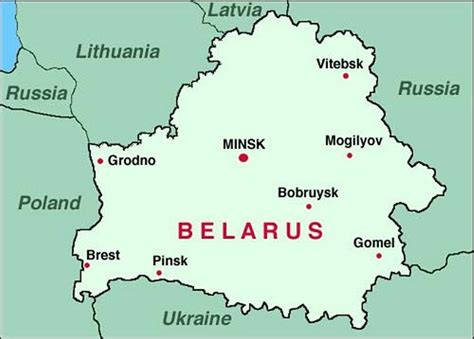 Map Of Belarus Showing Its Capital Minsk Lithuania Poland Grodno