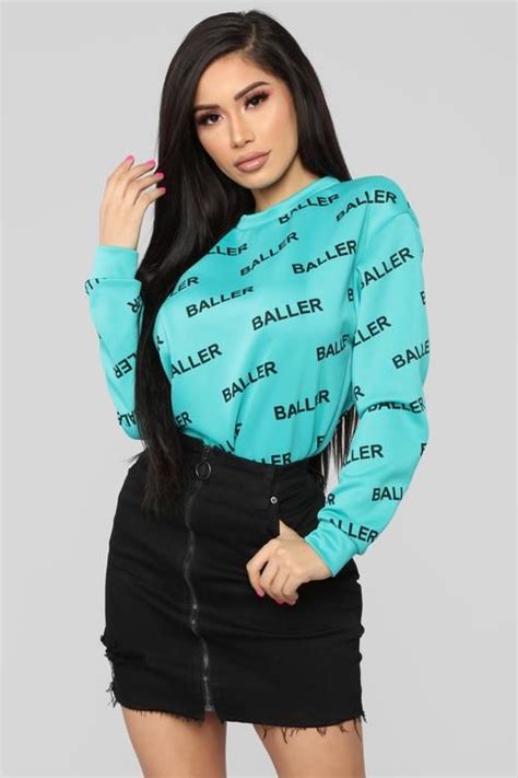 Maybe you would like to learn more about one of these? Baller Shot Caller Sweater - Teal | Fashion nova outfits ...