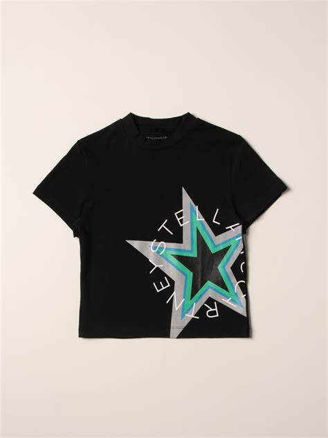 Stella Mccartney Cotton T Shirt With Star Print Black Stella