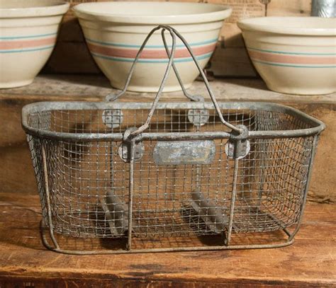 Vintage Wire Basket Distressed Basket Farmhouse Basket Primitive