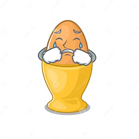 Egg Cup Cartoon Character Concept With A Sad Face Stock Vector