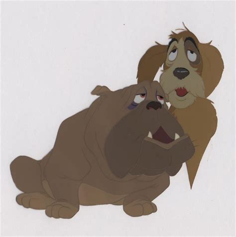 Disney Lady And The Tramp Animation Cel Of Pound Dogs Bull And Toughy