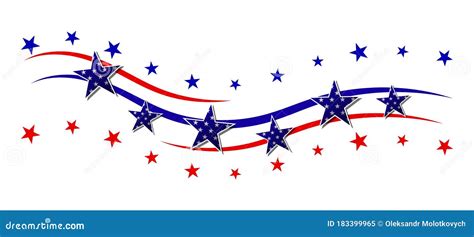 Red And Blue Stripes With Stars Patriotic Banner For Usa Holidays