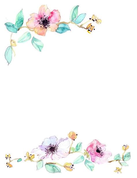 Downloadable Watercolor Floral Border Etsy Free Watercolor Flowers