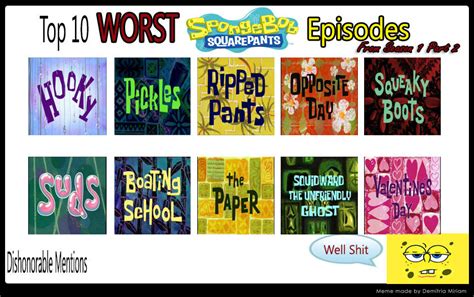 Top 10 Worst Spongebob Episodes From S1 Part 2 By