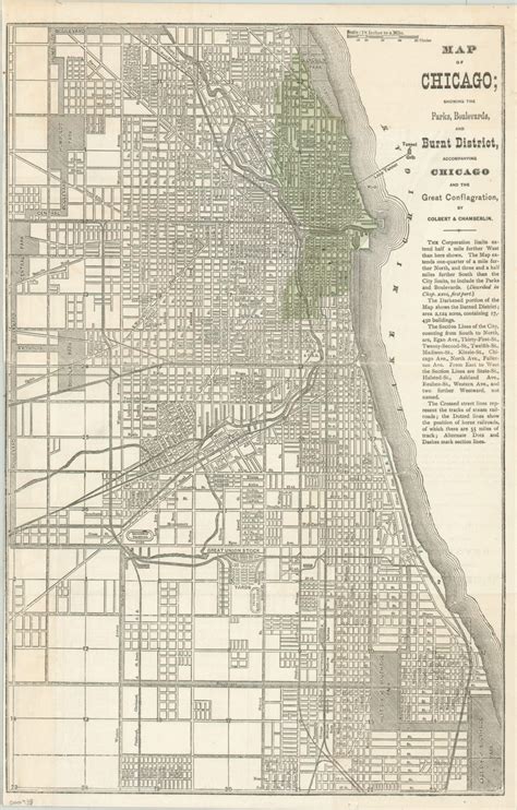 Map Of Chicago Showing The Parks Boulevards And Burnt District
