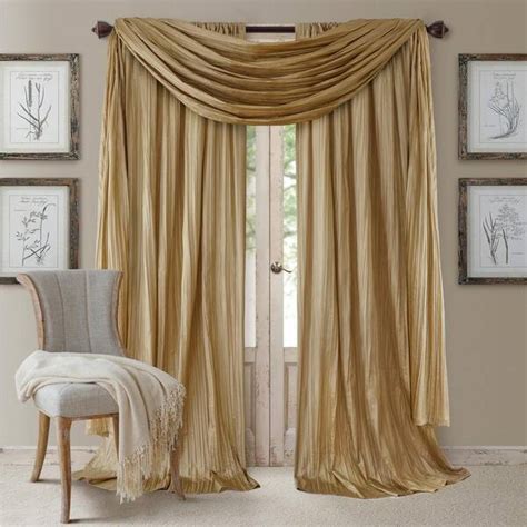 Elrene Gold Faux Silk Rod Pocket Room Darkening Curtain 52 In W X