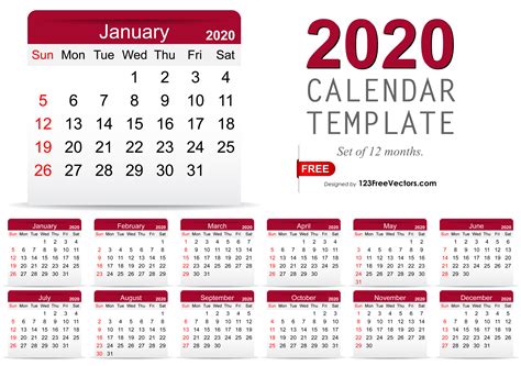 Year Calendar Editable 2020 Calendar Printables Free Templates Labb By Ag