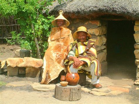 The Basotho Chief And His Son In The The Khotla The Gathering Place