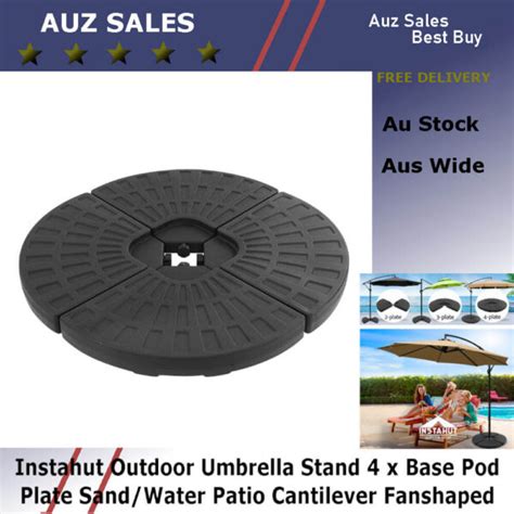 Instahut Outdoor Umbrella Stand 4 X Base Pod Plate Sand Water Patio Cantilever Fanshaped Auz
