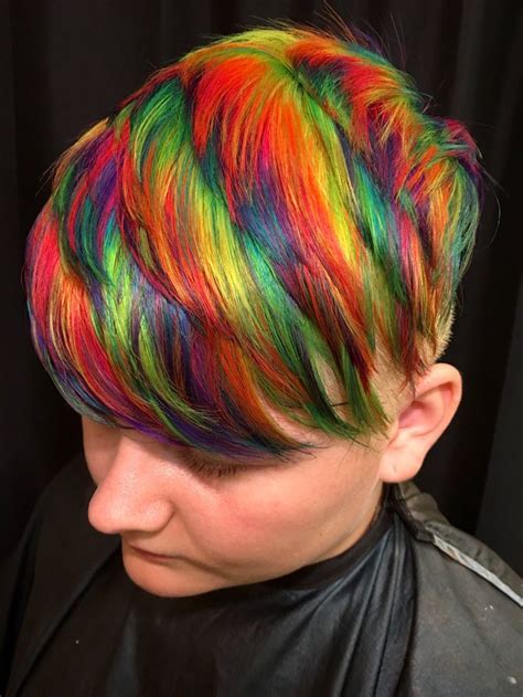 Rainbow Pixie Hair On Haley Short Rainbow Hair Trendy Short Hair