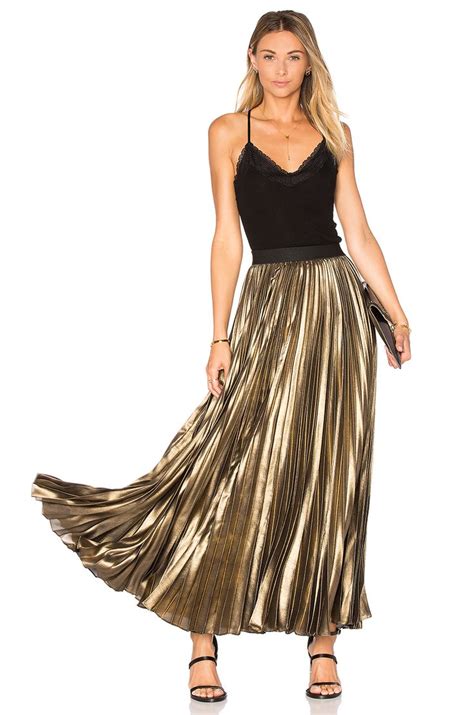 Bcbgmaxazria Pleated Maxi Skirt In Black Gold From Maxi