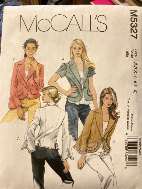 Misses Unlined Jackets Sewing Pattern Mccalls 5327misses Size 4 10
