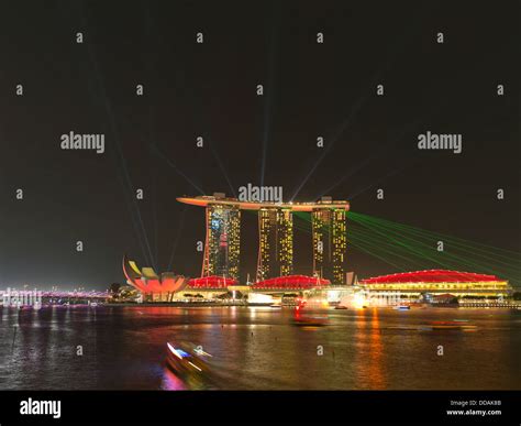 Dh Laser Light Show Marina Bay Singapore Marina Bay Sands Night Evening