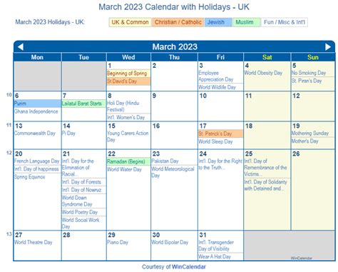 Print Friendly March 2023 Uk Calendar For Printing
