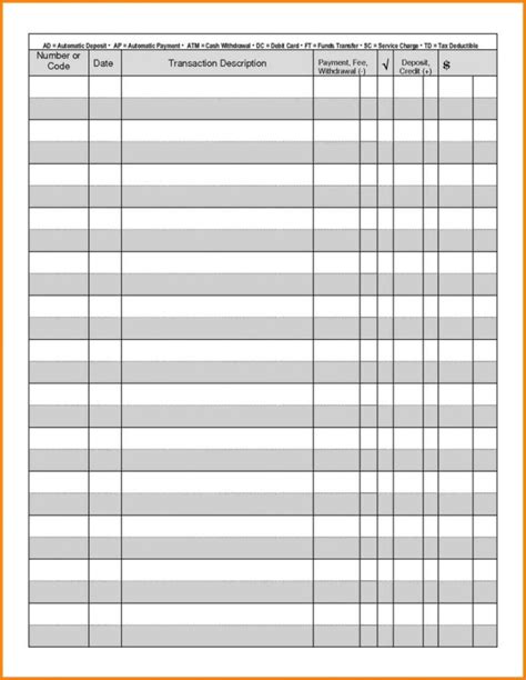 021 Printable Checkbook Register Sheets Full Page Check — Db