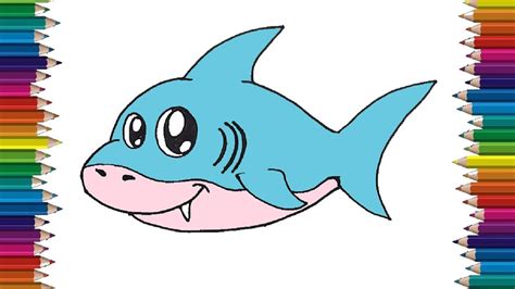How To Draw A Baby Shark Step By Step Cute Shark Drawing Easy Youtube