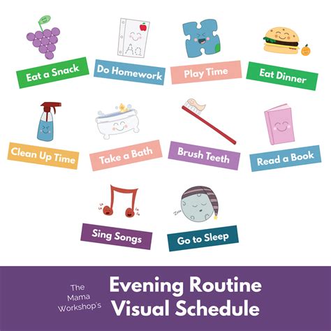 Evening Routine Visual Schedule Cards The Mama Workshop