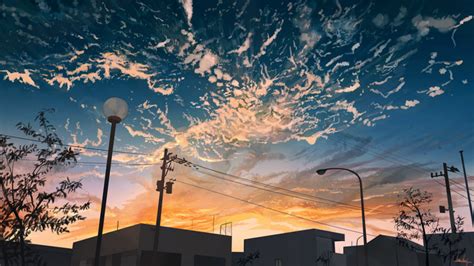 4k City Anime Sky Moescape Sunset Dusk Hd Wallpaper Rare Gallery