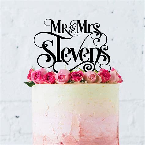 Script Cake Topper Elegant Wedding Cake Toppers Personalised Etsy