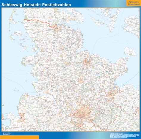 Germany however has so much potential for maps that i cannot fit all the maps i want to make in 1 map pack. Schleswig-Holstein zip codes map - Wall maps of countries ...