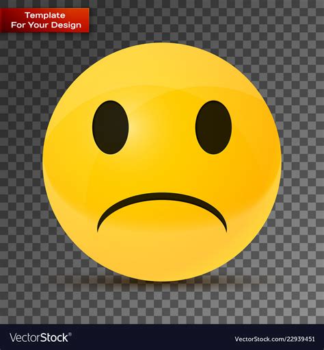 Yellow Sad Face On Transparent Background Vector Image
