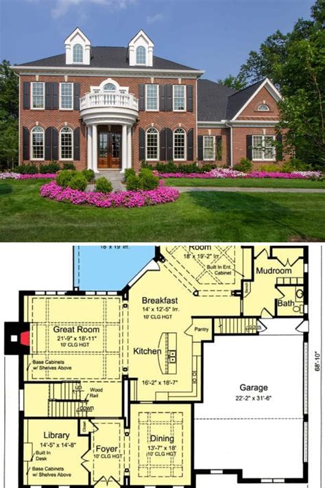 Two Story 4 Bedroom Georgian Home With Rounded Balcony Floor Plan