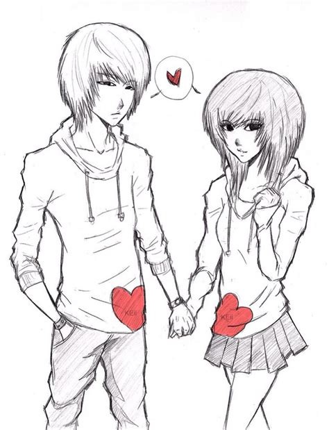 Pin By Cherry Blossom On Draw Couple Drawings Cute Emo Couples Cute