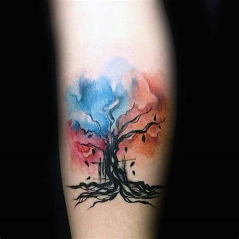 70 Cool Watercolor Tree Tattoo Designs For Men 2023 Guide