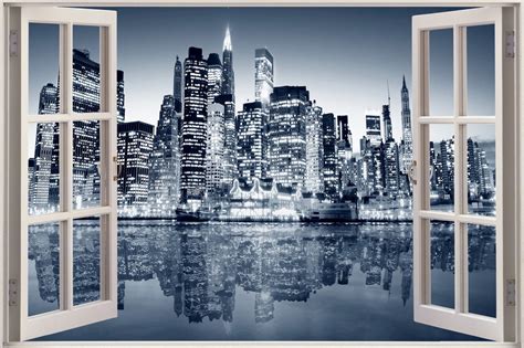 Details About Huge D Window View New York City Wall Sticker Film New