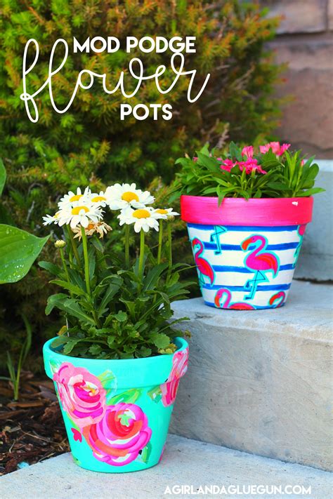 Mod Podge Flower Pots Diy Flower Pots Flower Pots Flower Pot Crafts