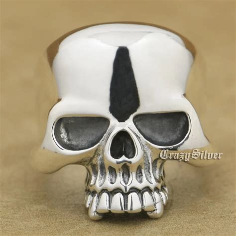 Buy Huge Skull 925 Sterling Silver Mens Biker Punk