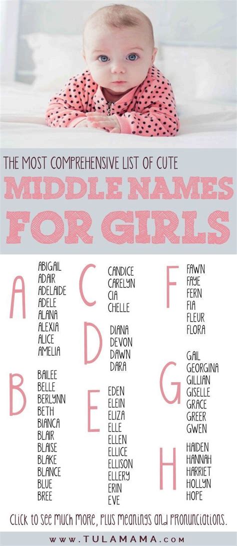 Pretty Middle Names For Girls Click To See A List Of Beautiful Names