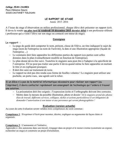 Rapport De Stage Ecrit2015 Collège Jean Jaurès De Castanet