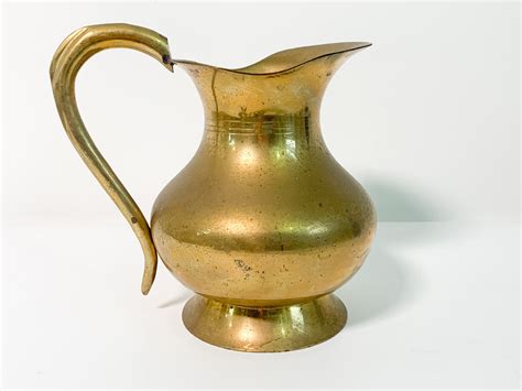 Vintage Brass Pitcher Classic Design Home Decor Jug Made In India