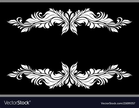 White Filigree Decoration Set On Black Background Vector Image