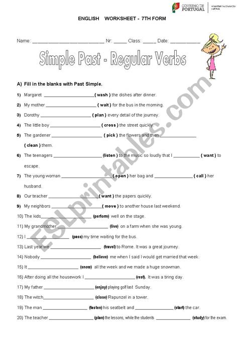 Simple Past Regular Verbs Esl Worksheet By Mands