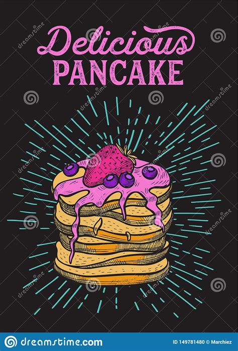Waffle Pancake Crepe Illustration For Bakery Shop Stock Vector