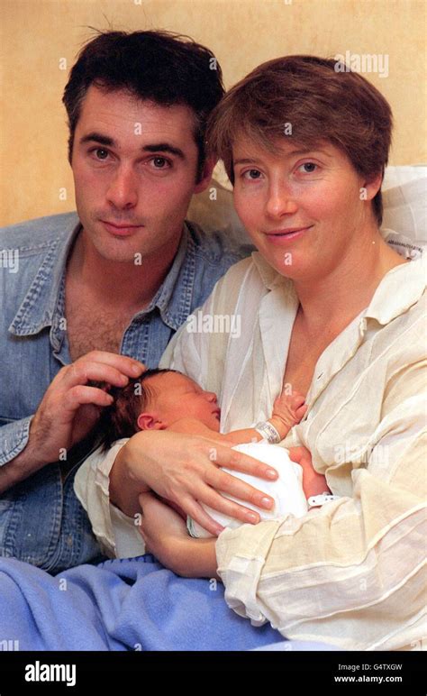 oscar winning actress emma thompson and her partner greg wise with their newborn daughter at