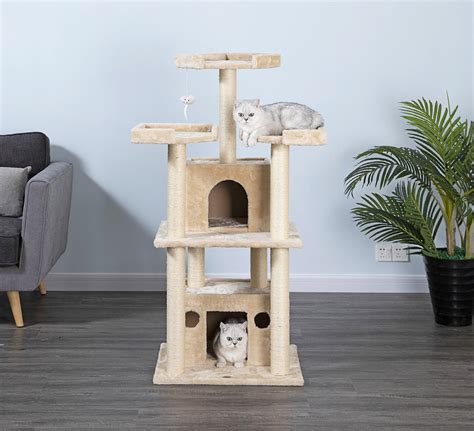 Go Pet Club 51 In Cat Tree And Condo Scratching Post Tower Beige