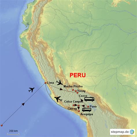 Stepmap Rundreise Peru Landkarte Für Südamerika