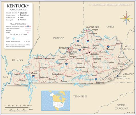 Reference Maps Of Kentucky Usa Nations Online Project