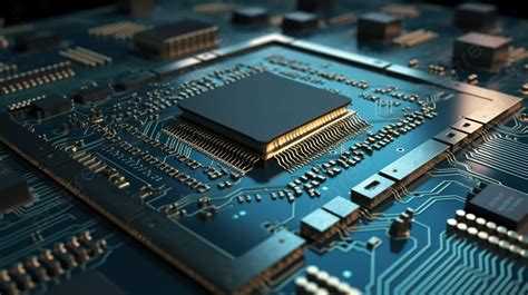 Computer Chips And Circuit Board Background 3d Render Computer