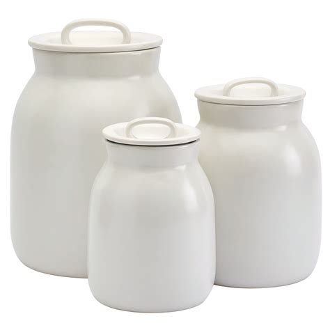 The Denmark Tools For Cooks White 3 Piece Stoneware Canister Set