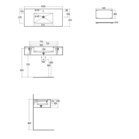 Rak Precious Wall Mounted Counter Wash Basin With 0th 1000mm Carrara Prect10347100a0