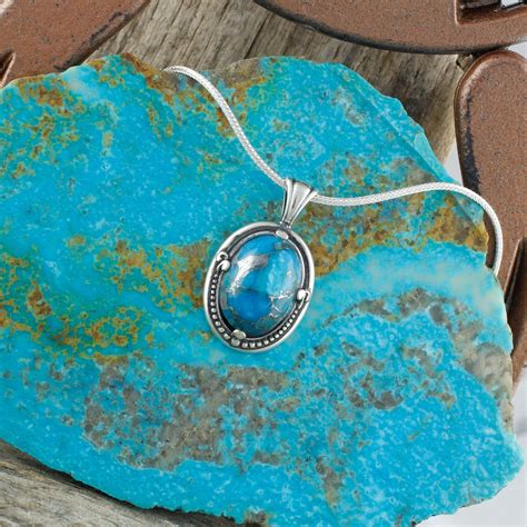 Mohave Blue Turquoise Pendant Sterling Silver Pendant Etsy Sterling