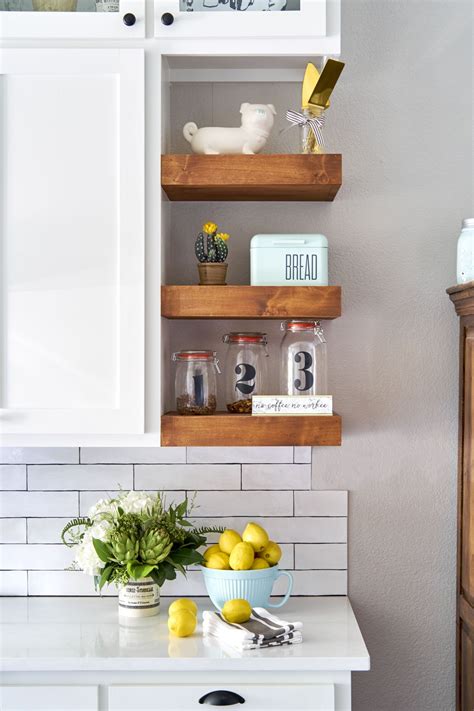 Open kitchen wall shelves isn't a storage solution for everybody. 1980's Update | Corner shelves kitchen, Kitchen shelf decor