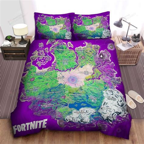 Fortnite Map In Purple Background Bedding Set Full Rever Lavie